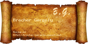 Brecher Gergely névjegykártya